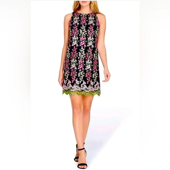lilou embroidered dress The Subtle Bloom Taupe Embroidered Shift Dress, Large - The Mint Julep Boutique main image 1